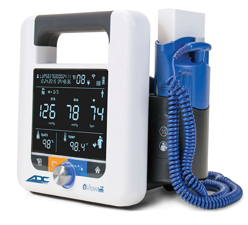 Monitor Blood Pressure Monitoring Unit with Temperature Adview™ Clock Face Aneroid AC Power / Battery Operated by American Diagnostic Corporation  ID 9005BPTO